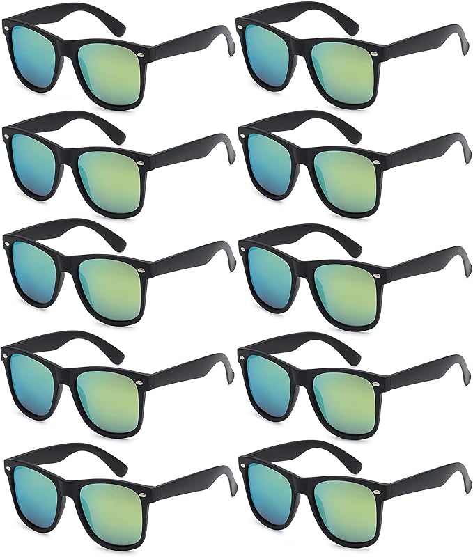 Fsmiling Black Sunglasses Bulk 10 Pack Adults Women Party Sunglasses 80s Style