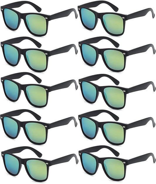 Fsmiling Black Sunglasses Bulk 10 Pack Adults Women Party Sunglasses 80s Style
