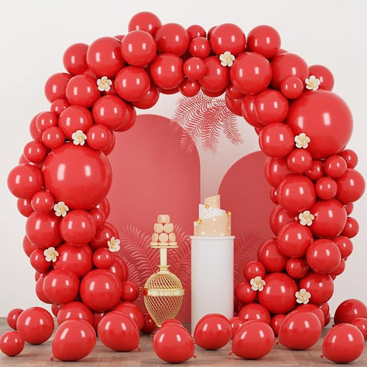 90pack Red Balloons Different Size 18/12/10/5 Inch Red Balloon Garland Arch Kit for Valentine's Day, Graduation, Wedding, Birthday, New Year, Baby Shower, Christmas Party Decorations