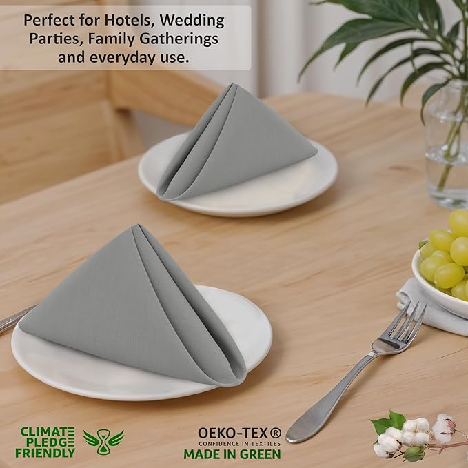 Ruvanti Cloth Napkins Set of 6, 18x18 Inches, 100% Cotton, Washable, Soft & Absorbent, Perfect for Wedding, Christmas, ‎Thanksgiving Dinners - Wild Dove