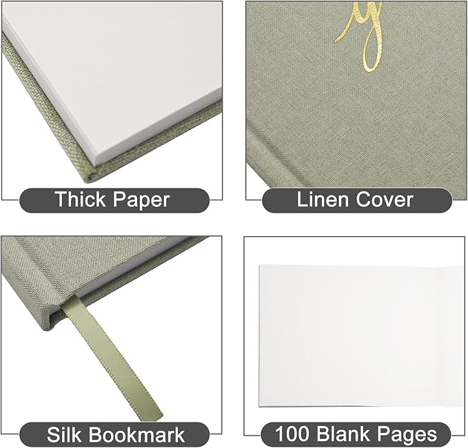 Personalized Wedding Guest Book-for Wedding Reception and Various Celebrations Including Birthday Parties, Anniversaries, Baby Showers-100 Blank Pages for Guest Signatures and Photo Displays (Sage)