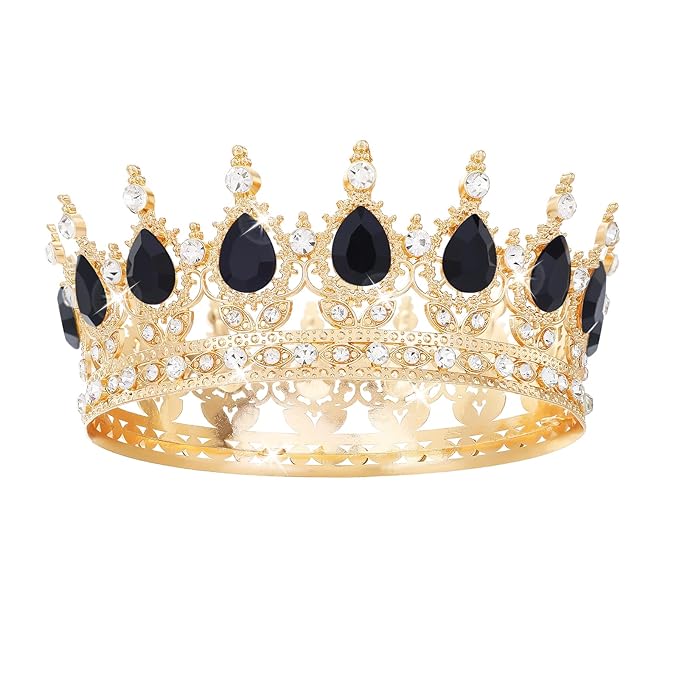 Black Crown for Women Crystal Tiara and Queen Crown for Girl Wedding Headband for Bride Hair Accessories for Costume Birthday Party Cake Decoration Prom