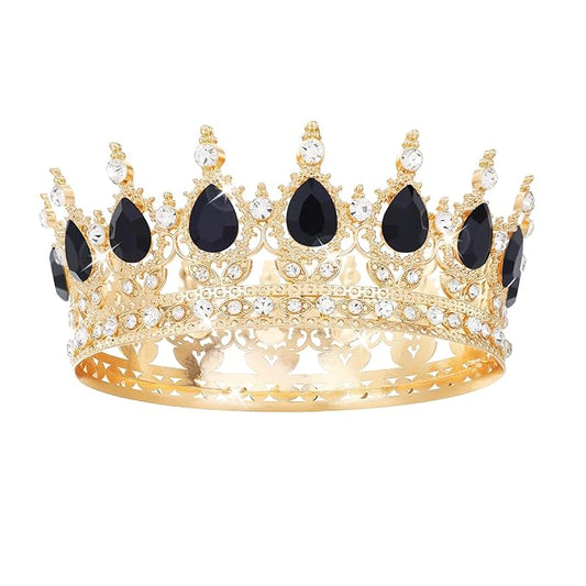 Black Crown for Women Crystal Tiara and Queen Crown for Girl Wedding Headband for Bride Hair Accessories for Costume Birthday Party Cake Decoration Prom