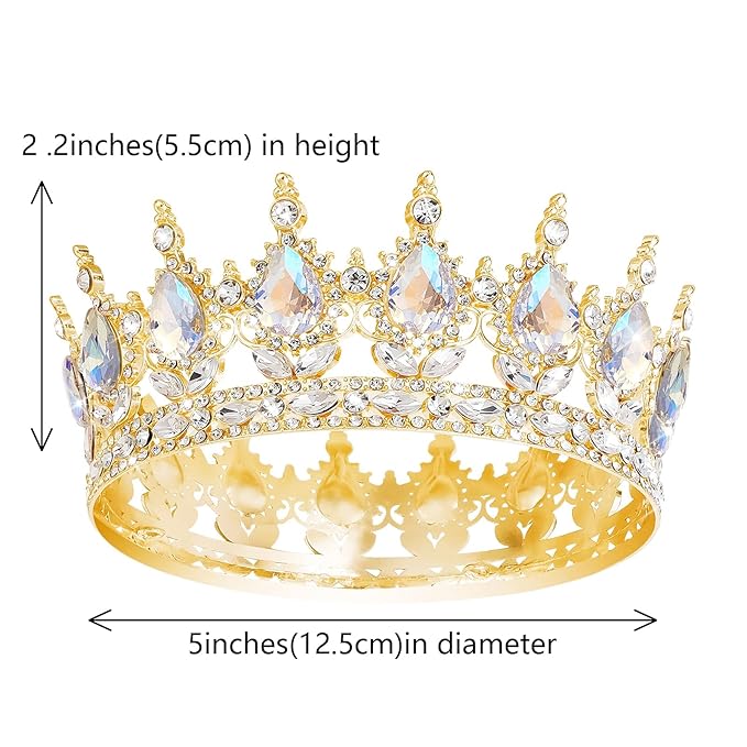 Queen Crown Rhinestone Wedding Crowns and Tiaras for Women Costume Party Hair Accessories Princess Birthday Crown Crystal Bridal Crown (Gold Crown-Moonlight)