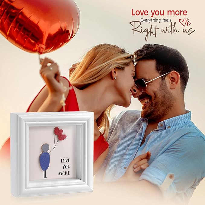 LukieJac Valentine's Day Gifts Shadow Box Frame - I Love You Gifts Decoration for Girlfriend, Her, Wife for Birthday, Anniversary, Christmas