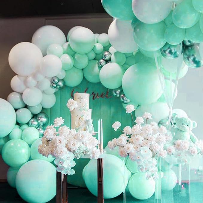 PartyWoo Mint Balloons, 100 pcs Pastel Teal Different Sizes Pack of 36 Inch 18 Inch 12 Inch 10 Inch 5 Inch Pastel Turquoise for Balloon Garland or Arch as Party Decorations, Mint-Q03
