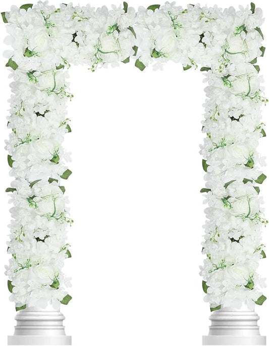 6 Pack Artificial Peony Garland,Wedding Arch Artificial Flower Panels,Flowers Wall Backdrop Panel for Wedding Dining Table Christmas Home Party Decor (White)