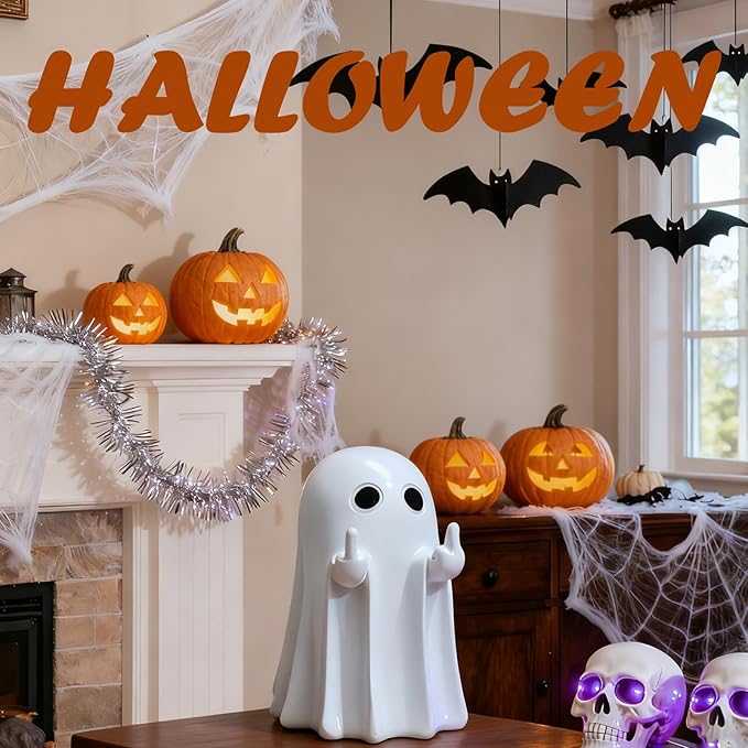 Halloween Ghost Figurine, Spooky Statue, Cute Resin Ghost, Halloween Shelf Decor, Home, Party and Coffee Table Decor
