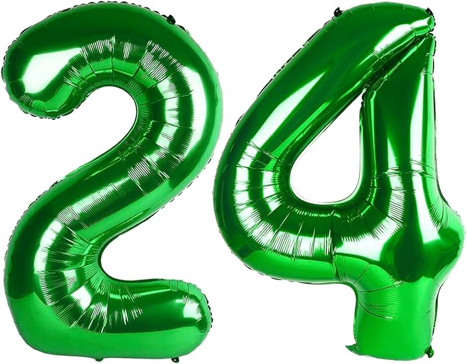 40 Inch Green Large Number 24 42 Birthday Balloon, Giant Number 24 42 Balloons, Foil Mylar Big Balloons for Anniversary Graduation Supplies Decorations