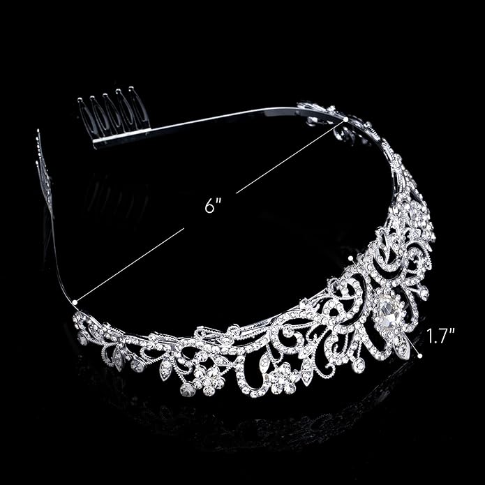 Crystal Tiara Crowns For Women Girls Princess Elegant Crown with Combs Women's Headbands Bridal Wedding Prom Birthday Party