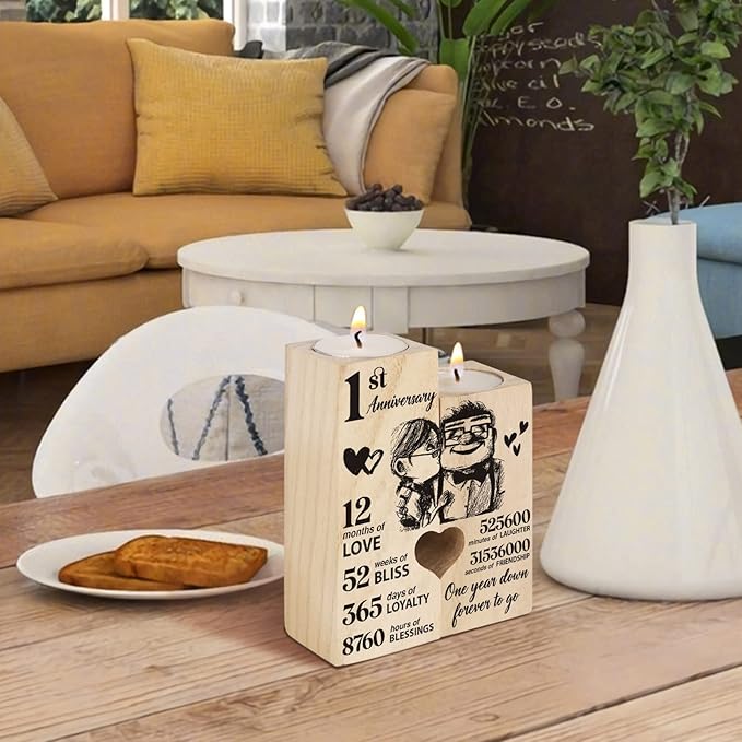 1st Anniversary Wedding Gifts for Wife Girlfriend, Couples Gift Candlestick,1st 1 Year Wedding Anniversary Romantic Gifts for Wife Husband, Presents for Girlfriend Boyfriend,One Year for Her Him
