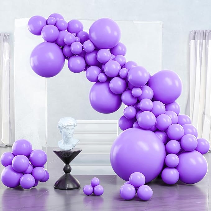 PartyWoo Purple Balloons 100 pcs Different Sizes of 36 18 12 10 5 Inch Light Purple Lavender Lilac Balloon Arch Kit Garland for Graduation Baby Shower Halloween Birthday Party Decorations Purple-Y15
