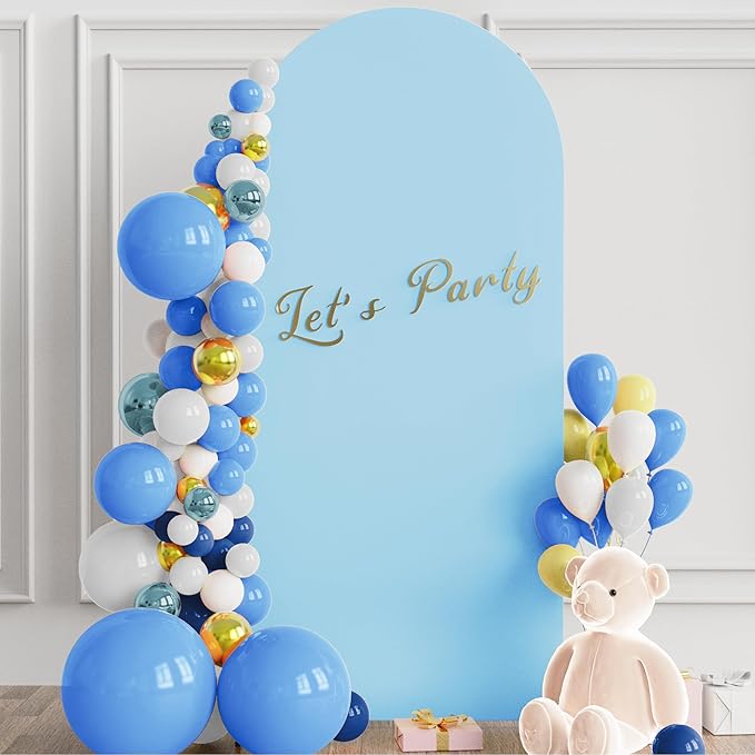 Wokceer 6 FT Wedding Arch Stand and Arch CoverMetal Arch Stand with Arch Stand Cover for Birthday Party Wedding Ceremony Bridal Baby Shower Event Decor, Blue, DoorCover 0.8M-Dusty Blue-K