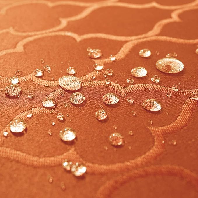Jacquard Tablecloth Flower Patterns Polyester Table Cloth Spill Proof Dust-Proof Wrinkle Resistant Table Cover for Kitchen Dining Decorations (Rectangle/Oblong 60" x 120" (10-12 Seats),Rust)