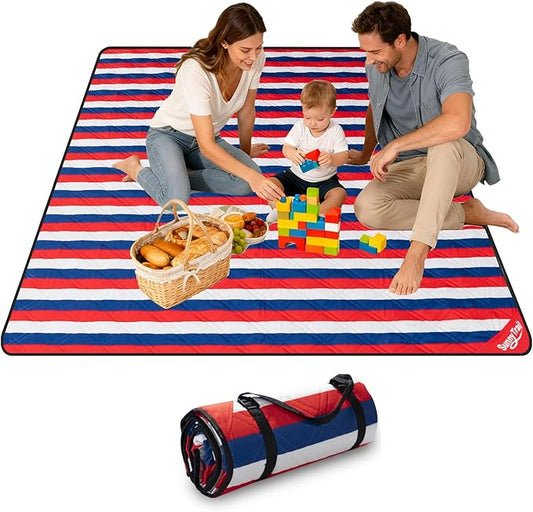 Picnic Blanket Waterproof 80"x80" – Extra Large Outdoor Blanket for Beach, Park, Grass, Lawn, Camping, Sandproof, Foldable & Portable Mat, Wedding Registry Gift for Family & Travel
