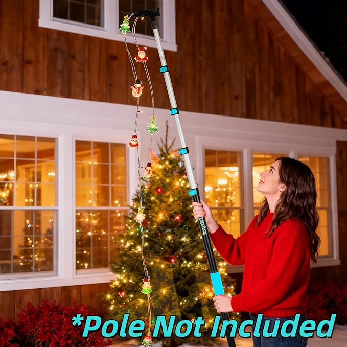 Christmas Light Hanger Hook for Extension Poles – Lightweight ABS Utility Hook Attachment for Hanging Outdoor String Lights, Bird Feeders & Holiday Décor – Fits 3/4” Acme Thread (Hook Only)