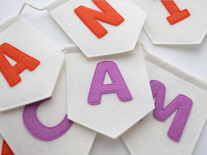 Personalized Premium Handmade Name Felt Bunting Banner for Nursery, Playroom, Special Occasion, Charming Wall Decoration, Customizable Choice of Colors and Letters, Meticulously Sewn