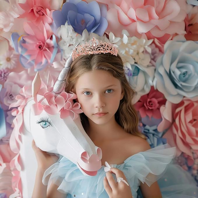 Schmoopy Tiara Crown for Women, Crystal Tiara for Bridal Prom Queen Birthday Birthday Party (A-Rose)