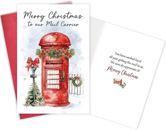 Christmas Card for Mail Carrier, Thank You Holiday Card for Postal Workers, Appreciative Xmas Gift from Neighbor or Family, Warm Holiday Wishes for Mailman/Mailwoman