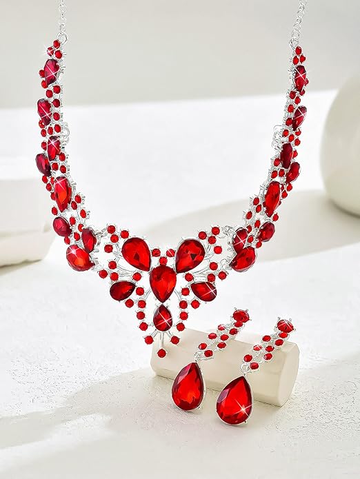 Kamirola Tiaras and Crowns for Women,Tiaras Earrings Necklace, Crystal Bridal Jewelry Set（TR83