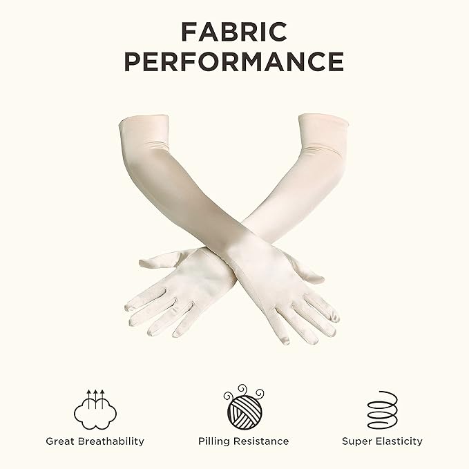 BABEYOND Long Opera Party 1920s Satin Tea Party Gloves Costume Stretchy Adult Size Elbow Length Bridal Gloves