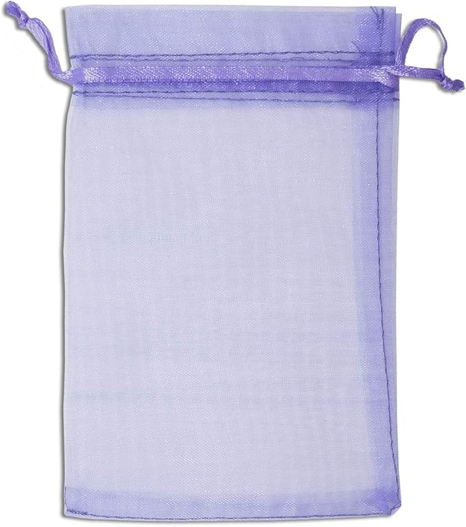 TheDisplayGuys 48-Pack 6x8 Lavender Sheer Organza Gift Bags with Drawstring, Jewelry Candy Treat Wedding Party Favors Mesh Pouch