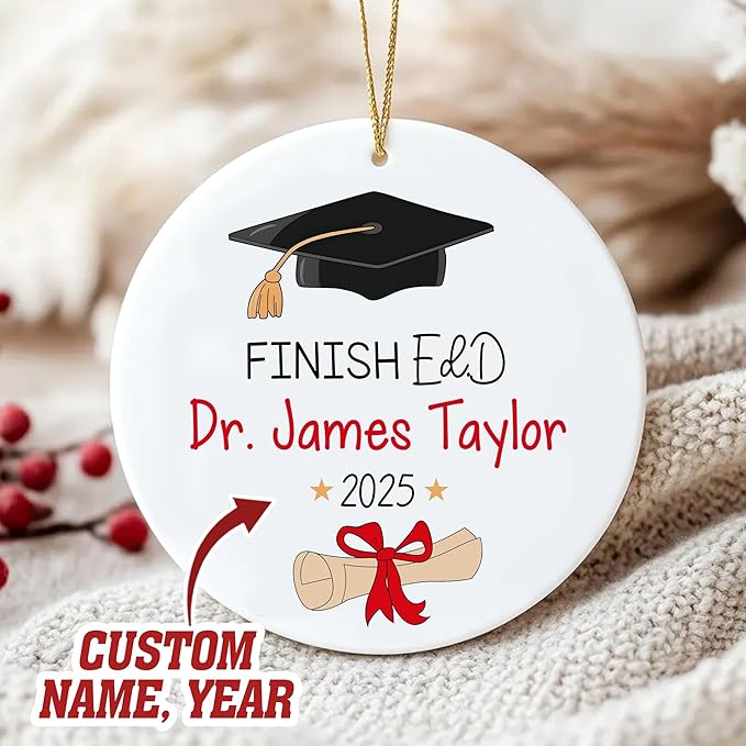 Custom Doctor Christmas Ornaments 2025, Doctor of Education Ornament, Ed.d Doctorate 2025 Finished EDD Graduation, Doctoral Ornament Gifts for Women Men, Christmas Decorations, Dr Gifts for Him Her