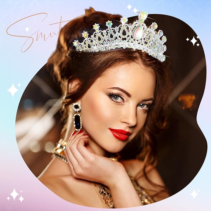 12 Pcs Crystal Tiara and Princess Crown with Comb Crown Rhinestone Women Girls Tiara Headpiece Queen Hair Accessories for Birthday Party Wedding Prom Halloween Cosplay Costume