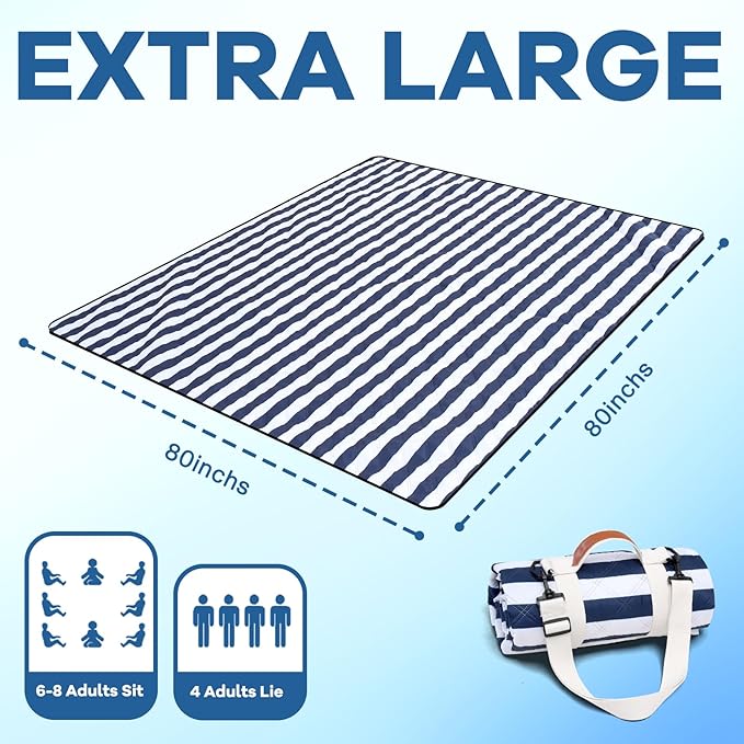 Genovega Waterproof Sandproof Beach Blanket Picnic Outdoor Mat Extra Large Foldable Sand Free Big Giant XL Car Essential Roadtrip Gadget Rv Accessories Gear Must Haves Hiking Items Necessities