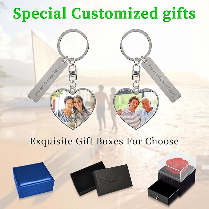 Double Side Custom Keychain with Picture Personalized Engraving Photo Text Customized Gifts for Men Women