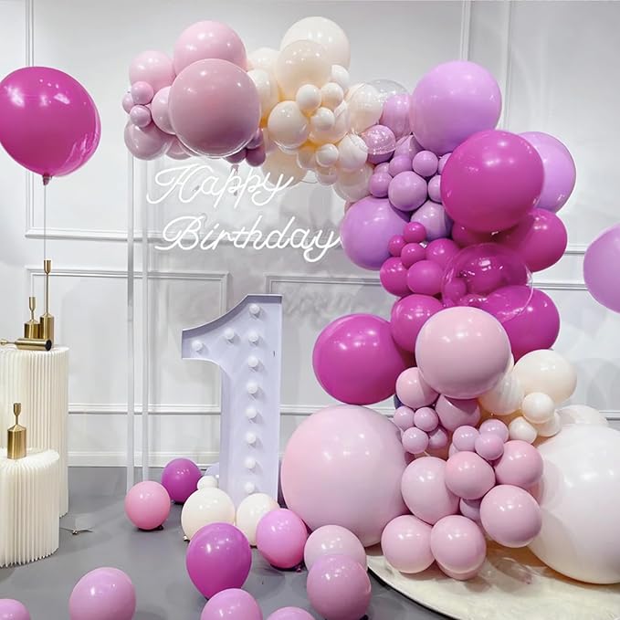 Red Pink Purple White Balloon Arch Kit, 166Pcs Dusty Pink Balloons Garland for Girl Women Wedding Engagement Anniversary Birthday Bridal Baby Shower Party Decorations
