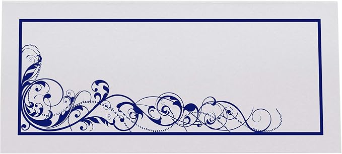 Scribble Vintage Swirl Printable Place Cards, Navy (Choose Color), Set of 60 (10 Sheets), Laser & Inkjet Printers - Wedding, Party, Dinner, and Special Events - Made in the USA