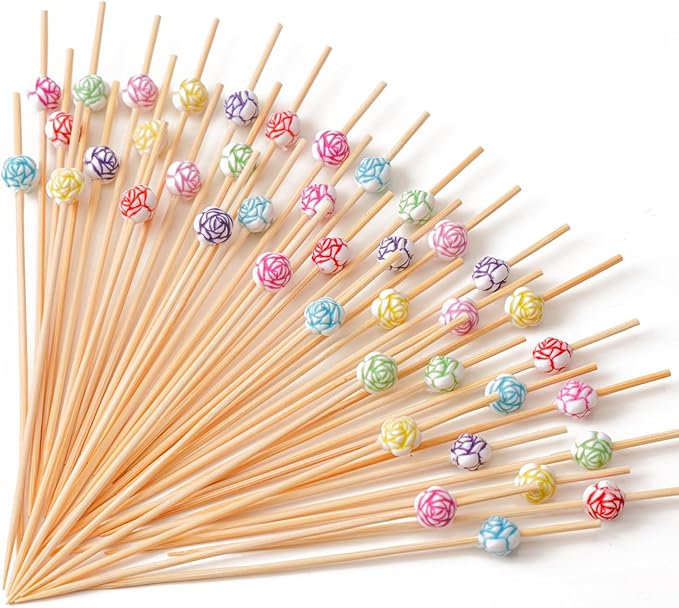 PuTwo Cocktail Picks Sicks for Sandwich Appetizer Decorative Drinks Picks-100ct, 4.7" in 100 Counts, Colors may vary