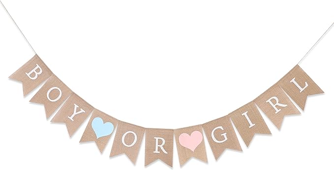Boy or Girl Burlap Banner - Burlap Baby Shower Banner, Baby Shower Decorations, Gender Reveal, Rustic Girl Boy Shower Burlap Banner, Photo Decoration Props (Gender Reveal Banner)