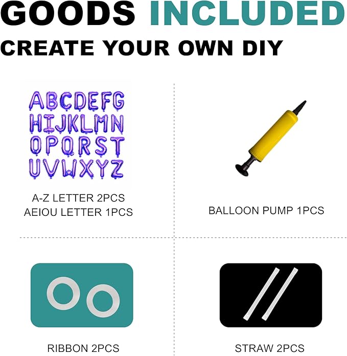 58 PCS Letter Balloons Alphabet Letters 2 Sets A- Z & 1 Sets AEIOU 16 - Inch Mylar Foil Balloons Set for Wedding/Birthdays/Annivs/Grads party Decoration Banner Custom Phrase（Purple）