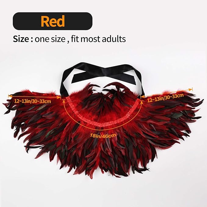 Gothic Natural Feather Shrug Feather Shawl Wrap Cape Victorian Collar for Halloween Cosplay Party Costume Accessories