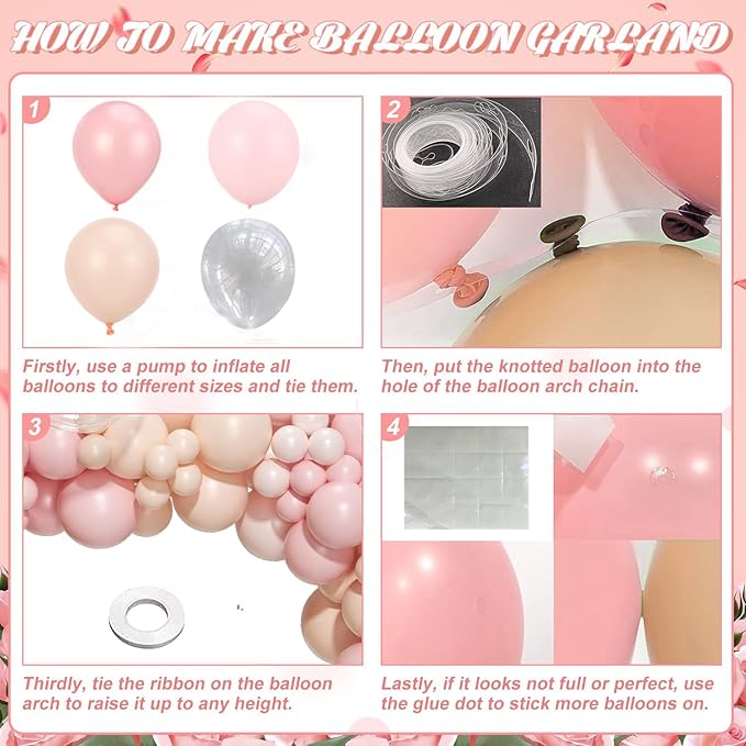 Pink Balloon Arch Kit 126 Pcs Light Pastel Pink Sand Balloon Garland Kit Include Macaron Orange Balloons for Wedding Birthday Baby Shower Gender Reveal Decorations