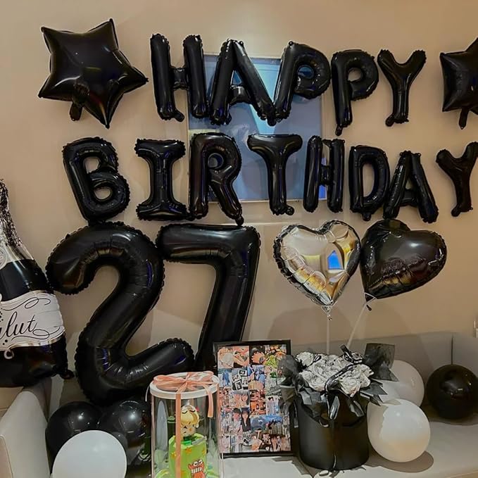 40 inch Black 4 Number Balloon Giant Foil Helium Balloons Black Large Digital Balloon 4 Number 4 Balloons for 4th Birthday Party Decorations Anniversary Events Decoration Supplies
