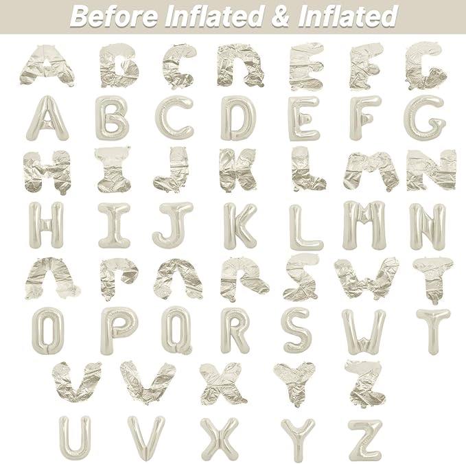 LIOZEOKUN Letter Balloons 16 Inch Alphabet A-Z Mylar Foil Balloons 2 Set for Wedding Birthday Party Decoration Banner Custom Phrase 52 Pcs