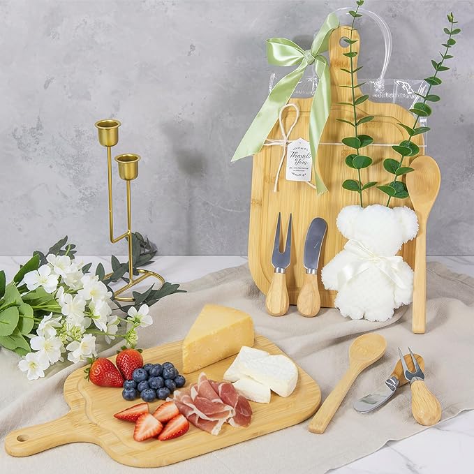 2 Set Baby Shower Game Prizes for game winners adults, Bamboo Mini Charcuterie Boards with Spoon Fork Towel & Gift Bags, Bridal Shower Prizes Gifts for Guests - All-in-One Adult Party Favors