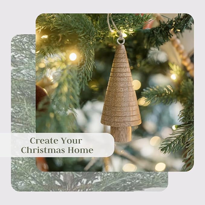CG Hunter Holiday Collection Assorted Set-of-3 Wooden Tree Christmas Tree Ornaments, Premium Christmas Decorations