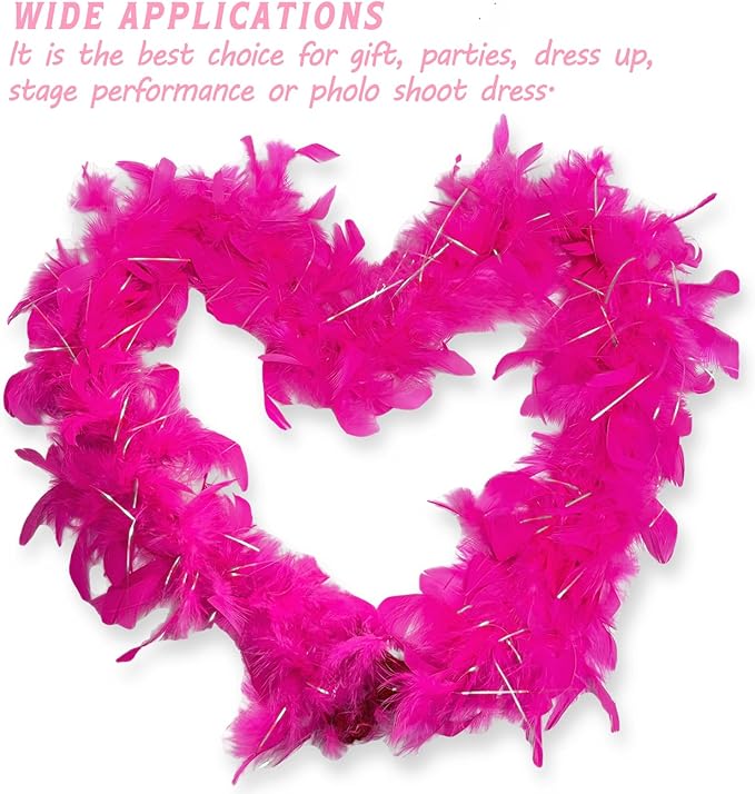 Feather Boa with Heart Rimless Sunglasses,4 ft Feather Boa for Bachelor Party Halloween Christmas Costume Accessory