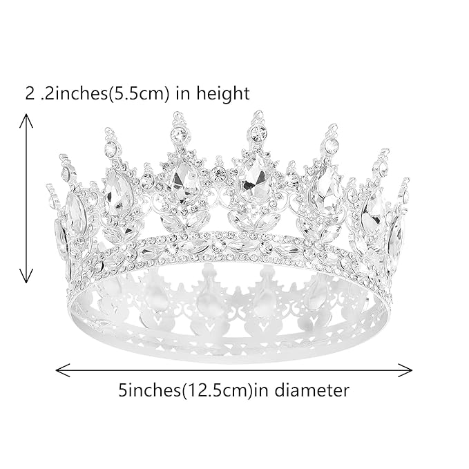 Queen Crown Rhinestone Wedding Crowns and Tiaras for Women Costume Party Hair Accessories Princess BirthdayCrown Crystal BridalCrown (Gold White Crowns)