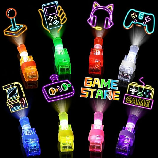 24 Pcs Video Game Party Favors LED Finger Lights, Glow in the Dark Light Up Toys Party Gifts for Kids, Birthday Goodie Bags Stuffers School Classroom Prizes