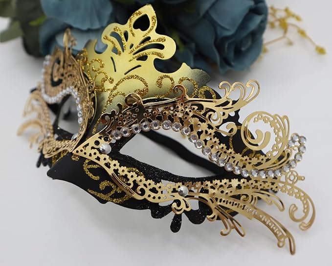 Couple Masquerade Mask Set - Venetian Style Masks for Halloween, Costume Parties and Carnival