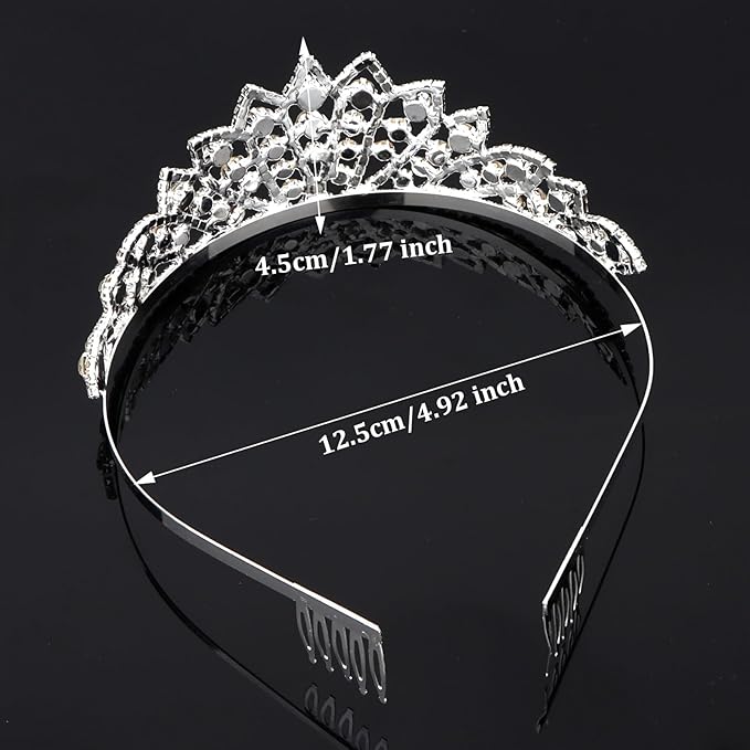 Silver Wedding Crown Crystal Tiara for Women Queen Crowns Princess Headband Silver Rhinestones Tiaras for Bride Sparkle Hair Accessories for Party