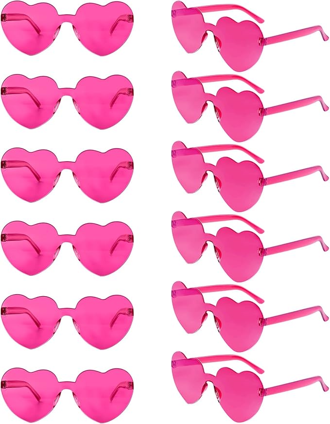 12 Pack Heart Sunglasses for Women Transparent Heart Glasses for Bachelorette Birthday Party Favor Gifts