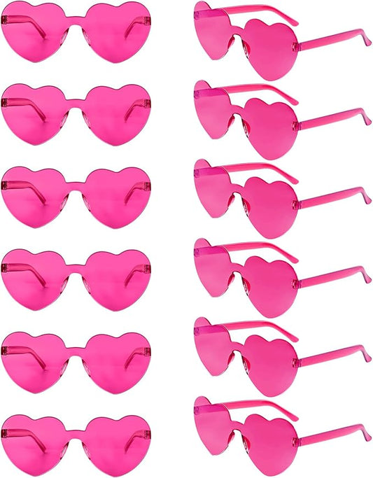 12 Pack Heart Sunglasses for Women Transparent Heart Glasses for Bachelorette Birthday Party Favor Gifts