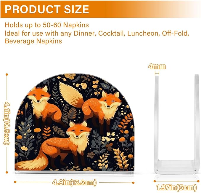 Napkin Holder, Cartoon Foxes Napkin Holder for Table Standing Napkin Holders for Table, Kitchen & Dining Room Decor