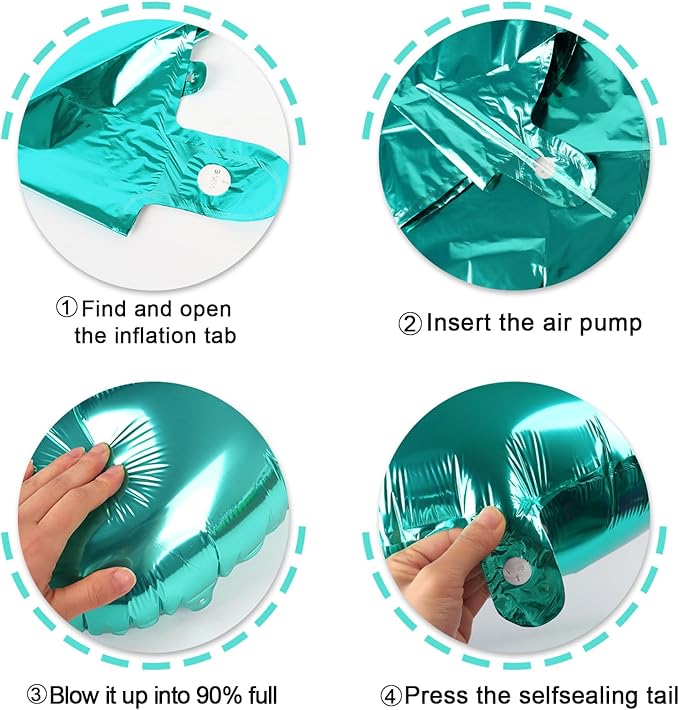 40 Inch Teal Blue Large Number 4 Birthday Balloon, Giant Number Four 14 24 34 40 44 Balloons, Teal Blue Foil Mylar Big Balloons for Anniversary Graduation Supplies Decorations